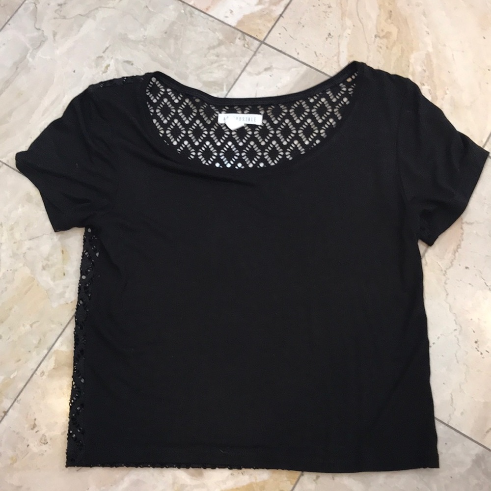 Aeropostale black crewneck T-shirt with full lace back.L.